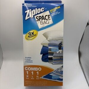 Ziploc Space Bag Vacuum Seal Combo 1 Med 1 Large 1 XL‎ 3x the Storage